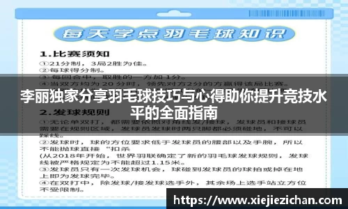 李丽独家分享羽毛球技巧与心得助你提升竞技水平的全面指南